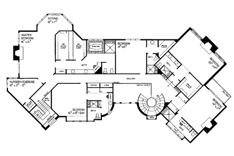 Home Plan - Floor Plan - Upper Floor for Tudor House Plan #72-198 - 5 bed, 7 bath