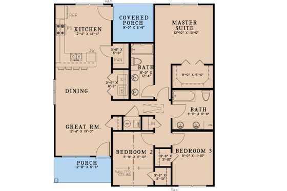 Floor Plan - Main Floor for Cottage House Plan #923-356 - 3 bed, 2 bath