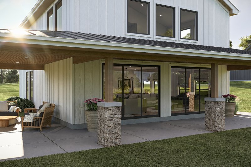 Dream House Plan - Exterior - Covered Porch for Barndominium House Plan #455-595 - 2 bed, 2.5 bath