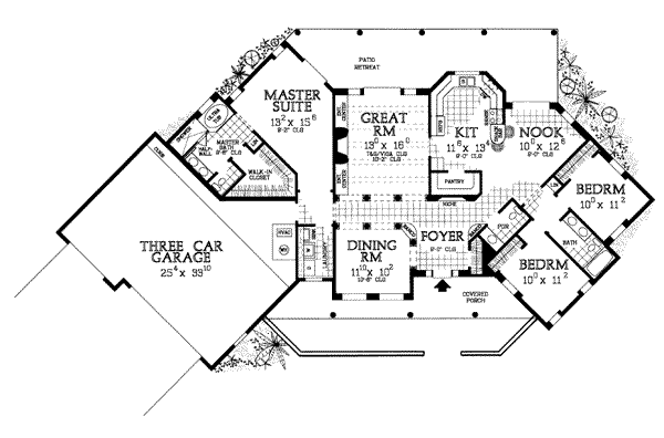 Architectural House Design - Adobe / Southwestern Floor Plan - Main Floor Plan #72-127