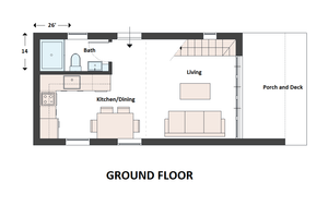 Floor Plan - Main Floor for Contemporary House Plan #542-24 - 1 bed, 1 bath