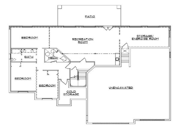 Architectural House Design - European Floor Plan - Lower Floor Plan #5-456