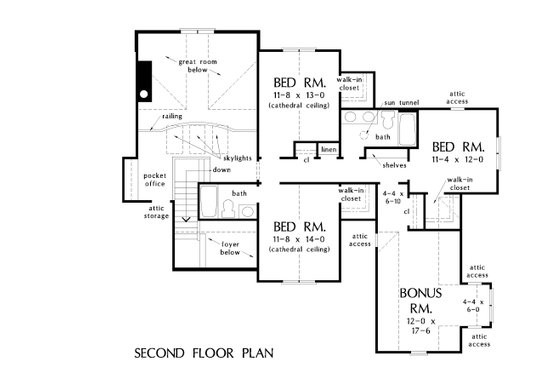 Floor Plan - Upper Floor for Craftsman House Plan #929-1051 - 5 bed, 4 bath