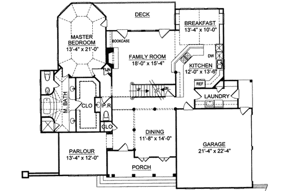 Floor Plan - Main Floor for Colonial House Plan #119-108 - 4 bed, 2.5 bath