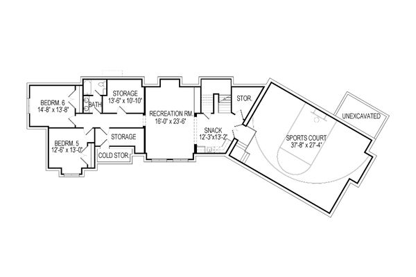 Craftsman Floor Plan - Lower Floor Plan #920-23
