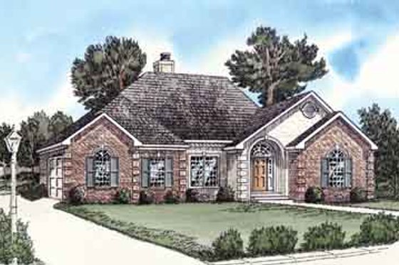 Exterior - Front Elevation for Southern House Plan #16-261 - 2 bed, 2 bath