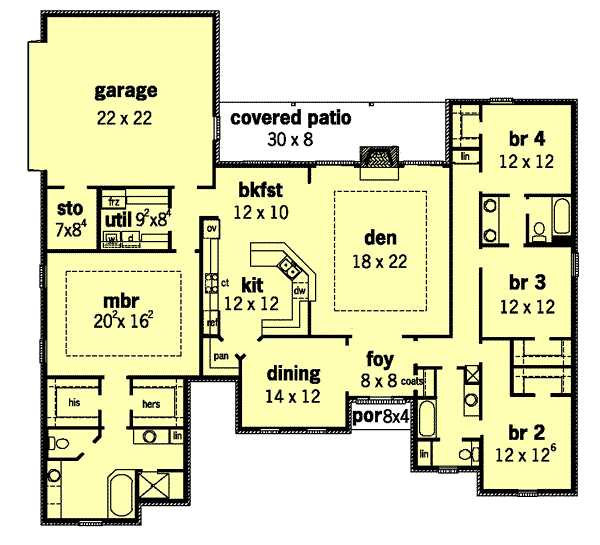Southern Floor Plan - Main Floor Plan #16-188
