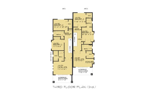 Floor Plan - Upper Floor for Contemporary House Plan #1066-71 - 6 bed, 6 bath