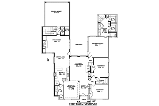 Floor Plan - Main Floor for Southern House Plan #81-1307 - 3 bed, 2.5 bath