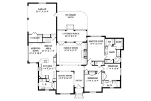 Floor Plan - Main Floor for Colonial House Plan #1054-2 - 3 bed, 2.5 bath