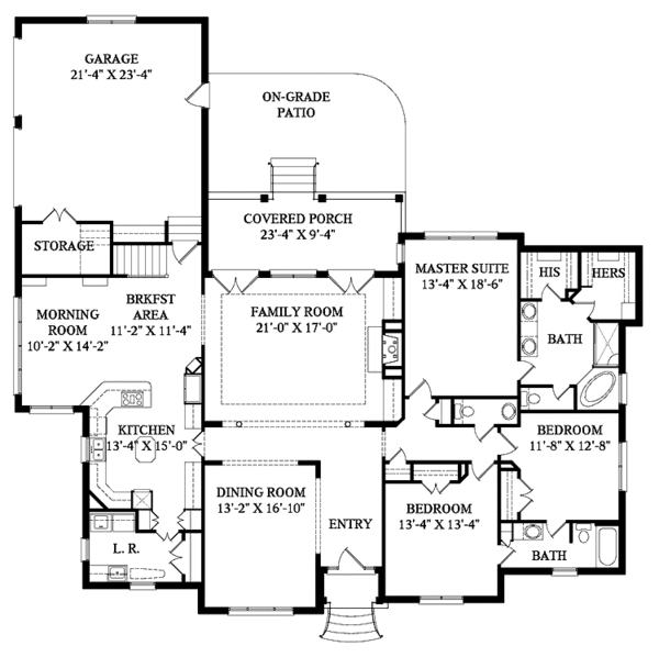 House Plan Design - Colonial Floor Plan - Main Floor Plan #1054-2