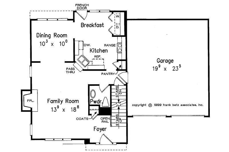 House Blueprint - Floor Plan - Main Floor for Colonial House Plan #927-839 - 3 bed, 2.5 bath