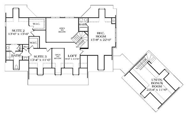 Architectural House Design - Classical Floor Plan - Upper Floor Plan #453-330