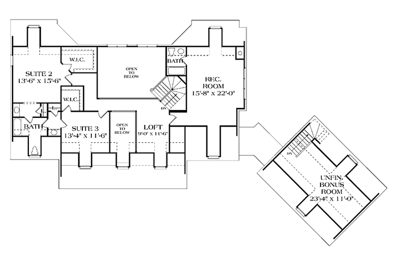 Home Plan - Floor Plan - Upper Floor for Classical House Plan #453-330 - 3 bed, 3.5 bath