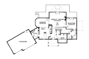 Floor Plan - Main Floor for Craftsman House Plan #943-22 - 3 bed, 2.5 bath