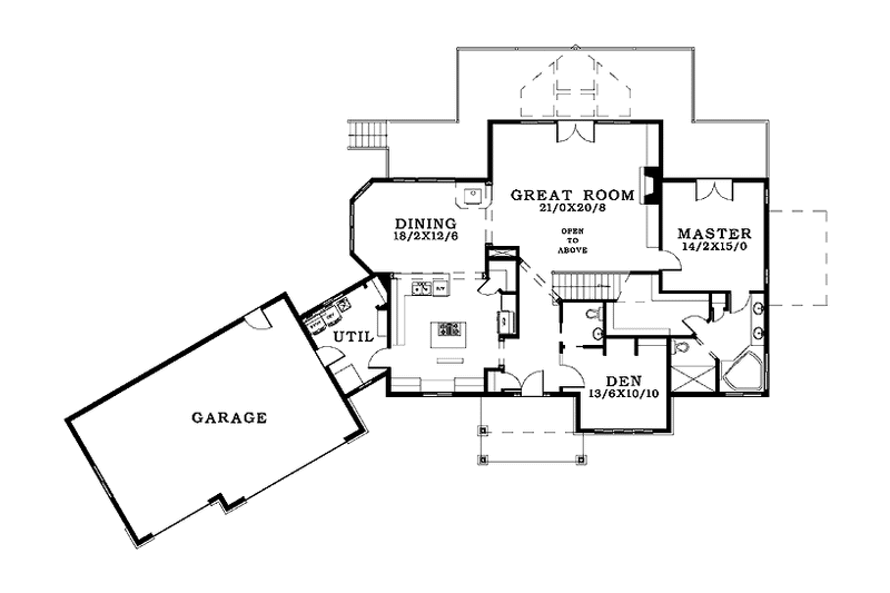 Dream House Plan - Floor Plan - Main Floor for Craftsman House Plan #943-22 - 3 bed, 2.5 bath