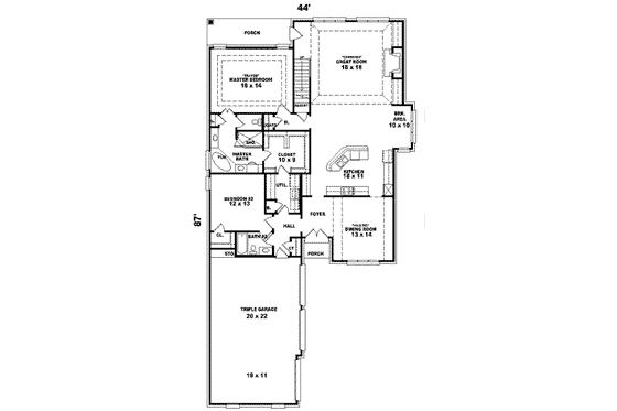 Floor Plan - Main Floor for Traditional House Plan #81-577 - 4 bed, 3 bath