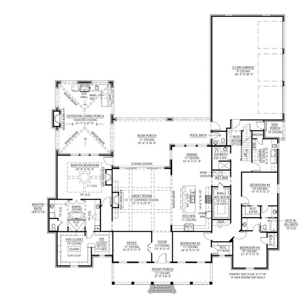 House Blueprint - Southern Floor Plan - Main Floor Plan #1074-52