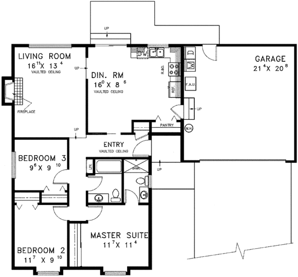 House Blueprint - Craftsman Floor Plan - Main Floor Plan #60-778