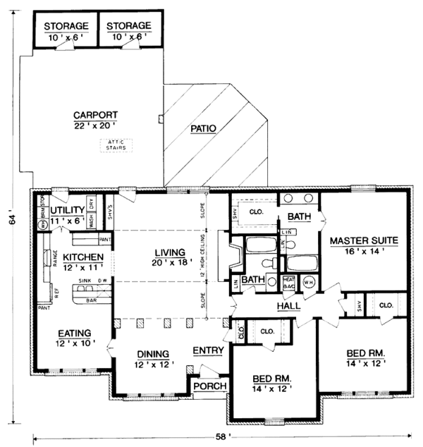 Home Plan - Ranch Floor Plan - Main Floor Plan #45-489