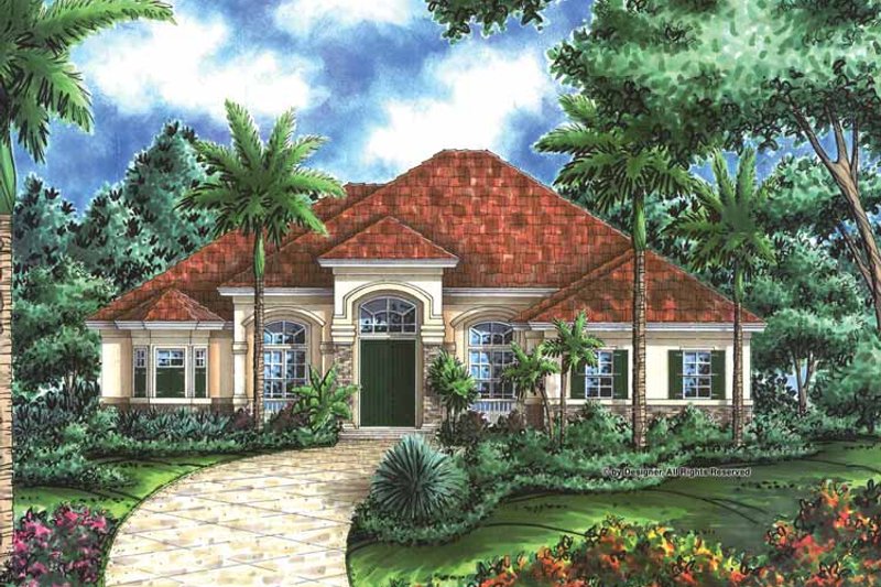 Home Plan - Exterior - Front Elevation 3 for Mediterranean House Plan #1017-55 - 3 bed, 3 bath
