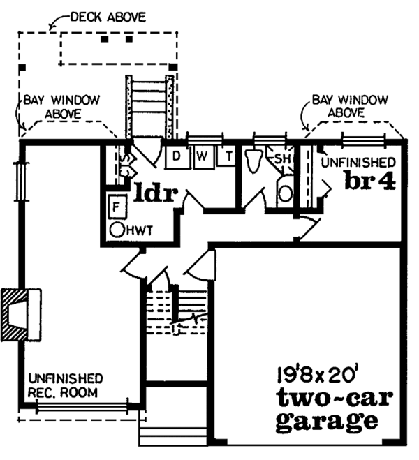 Architectural House Design - Contemporary Floor Plan - Lower Floor Plan #47-711