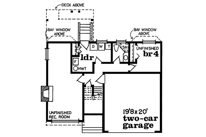 Home Plan - Floor Plan - Lower Floor for Contemporary House Plan #47-711 - 3 bed, 1 bath