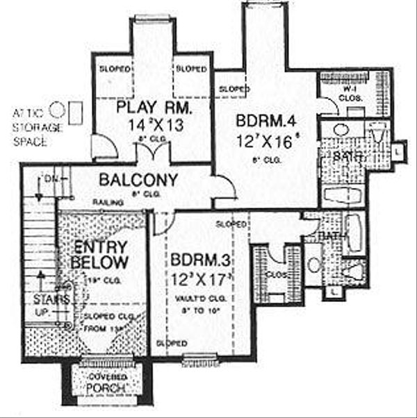 Architectural House Design - European Floor Plan - Upper Floor Plan #310-628