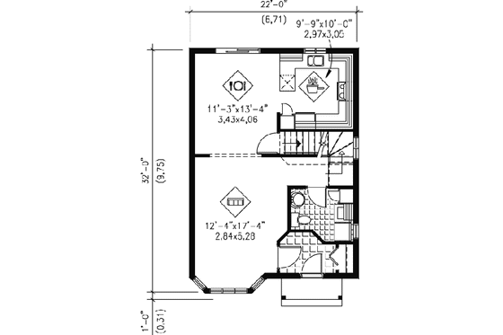 Floor Plan - Main Floor for Traditional House Plan #25-4052 - 3 bed, 1.5 bath