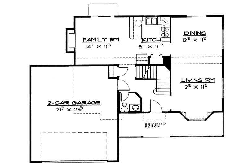 Architectural House Design - Floor Plan - Main Floor for Country House Plan #308-250 - 3 bed, 2.5 bath