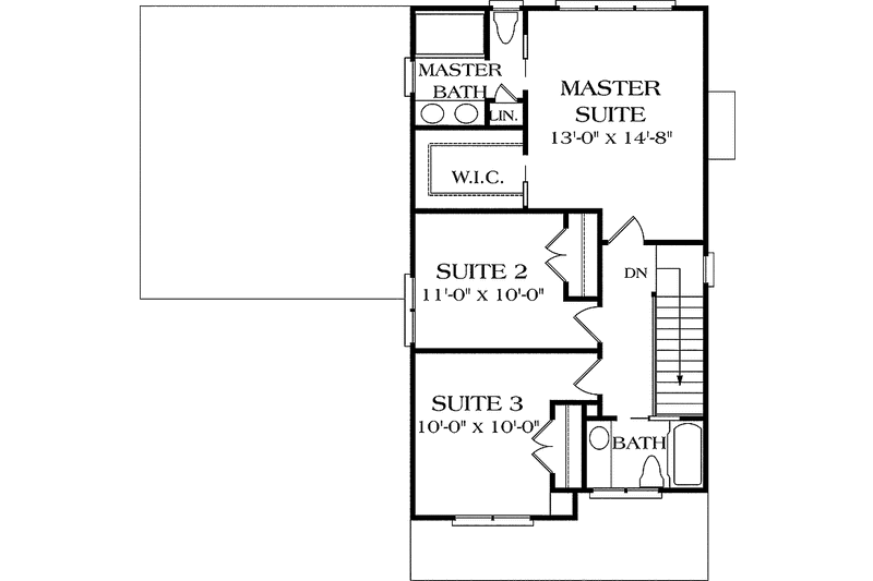 Architectural House Design - Floor Plan - Upper Floor for Country House Plan #453-207 - 3 bed, 2.5 bath