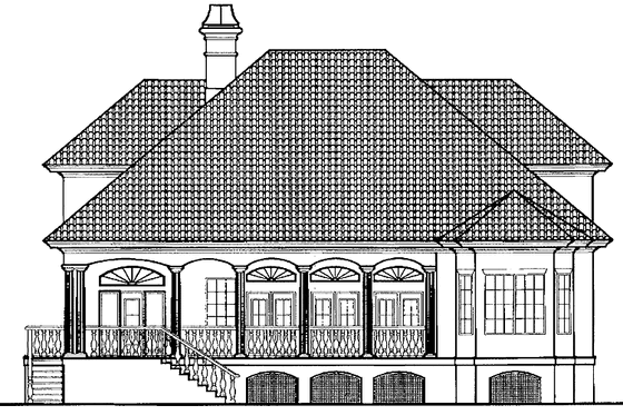 Exterior - Rear Elevation for Mediterranean House Plan #930-146 - 3 bed, 3.5 bath