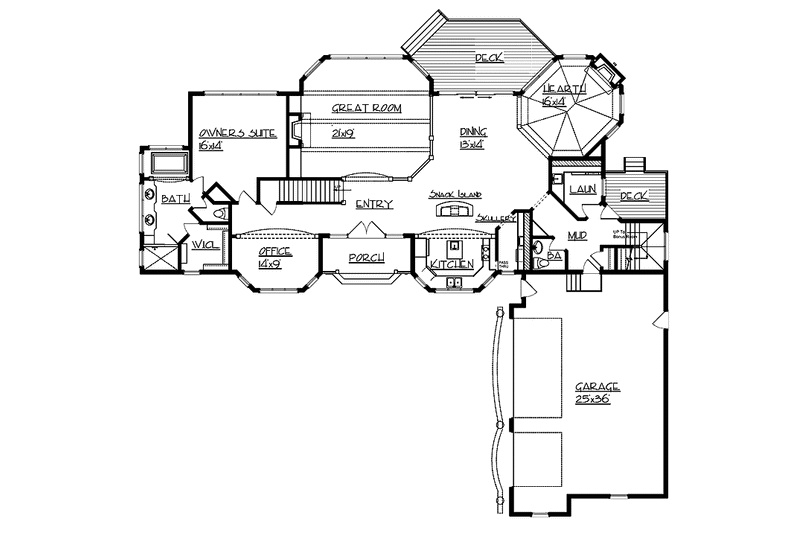 Dream House Plan - Floor Plan - Main Floor for Country House Plan #320-993 - 3 bed, 4.5 bath