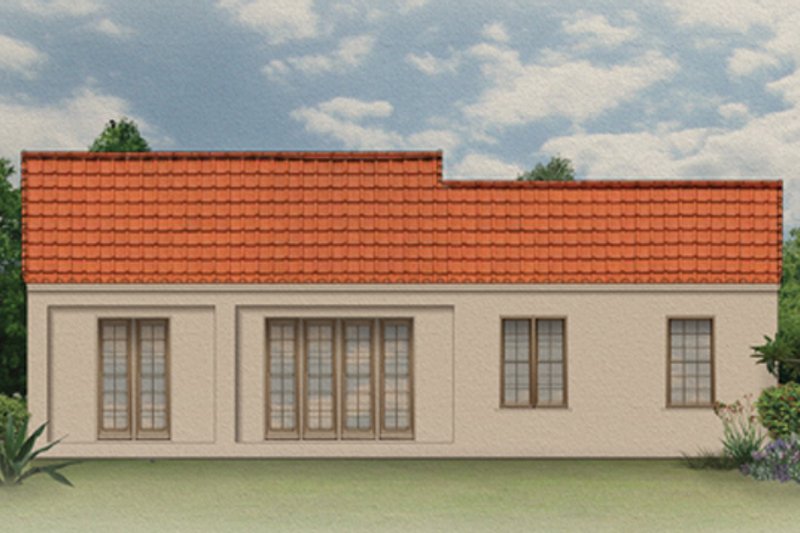Home Plan - Exterior - Rear Elevation 1 for Mediterranean House Plan #1058-5 - 3 bed, 2 bath