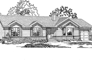 Dream House Plan - Exterior - Front Elevation for Ranch House Plan #47-803 - 3 bed, 2 bath