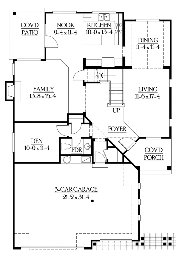 Home Plan - Craftsman Floor Plan - Main Floor Plan #132-260