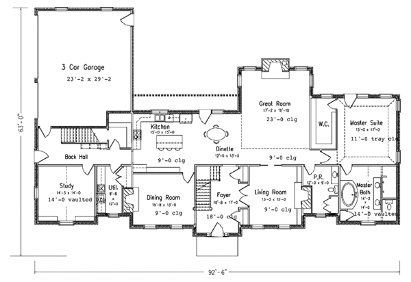 Architectural House Design - Colonial Floor Plan - Main Floor Plan #994-15