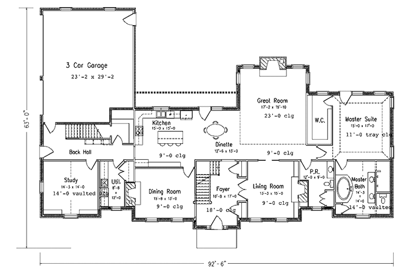Dream House Plan - Floor Plan - Main Floor for Colonial House Plan #994-15 - 4 bed, 3.5 bath