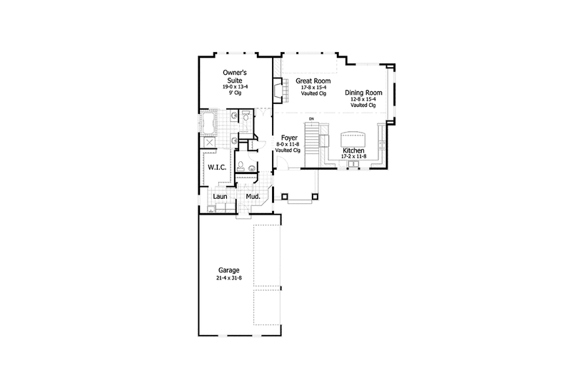 Home Plan - Floor Plan - Main Floor for Ranch House Plan #51-1060 - 3 bed, 2.5 bath
