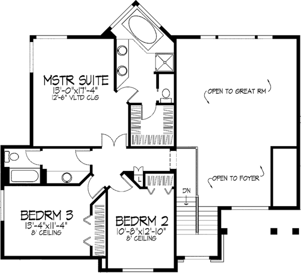House Design - Traditional Floor Plan - Upper Floor Plan #51-923