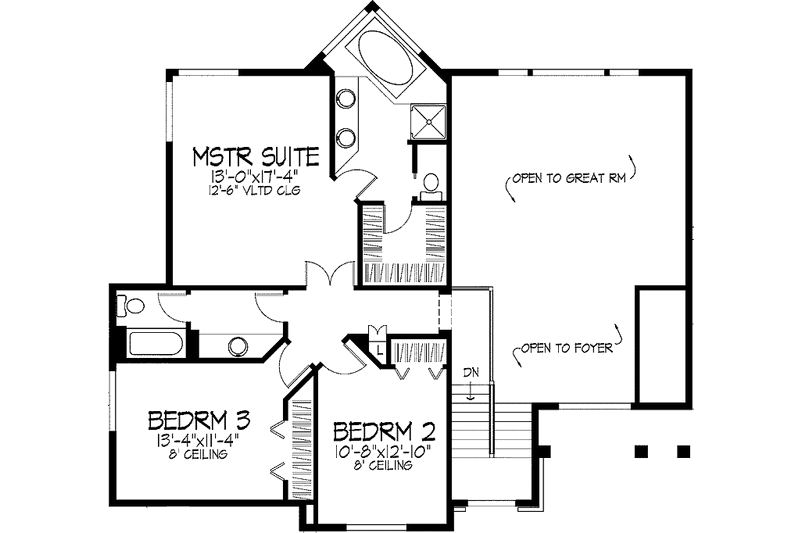 Home Plan - Floor Plan - Upper Floor for Traditional House Plan #51-923 - 3 bed, 2.5 bath