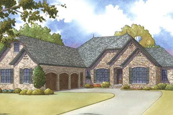 Exterior - Front Elevation 3 for European House Plan #17-3379 - 4 bed, 3.5 bath