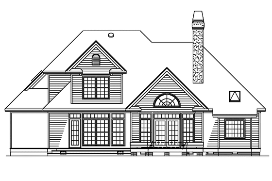 Exterior - Rear Elevation for Traditional House Plan #929-493 - 3 bed, 2.5 bath