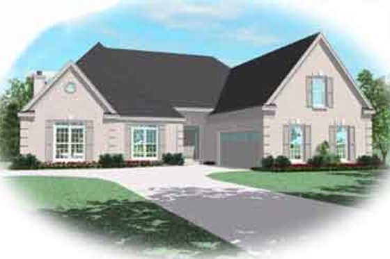 Exterior - Front Elevation for European House Plan #81-1197 - 4 bed, 3 bath