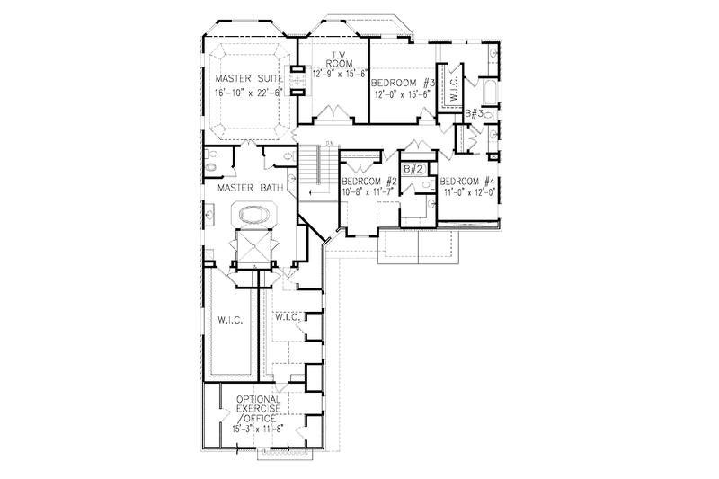 House Blueprint - Floor Plan - Upper Floor for Traditional House Plan #54-318 - 5 bed, 4 bath