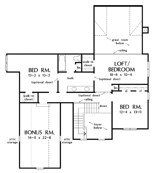 Traditional Floor Plan - Upper Floor Plan #929-740