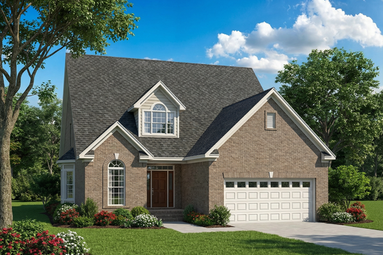 Exterior - Front Elevation for European House Plan #17-2279 - 3 bed, 2.5 bath