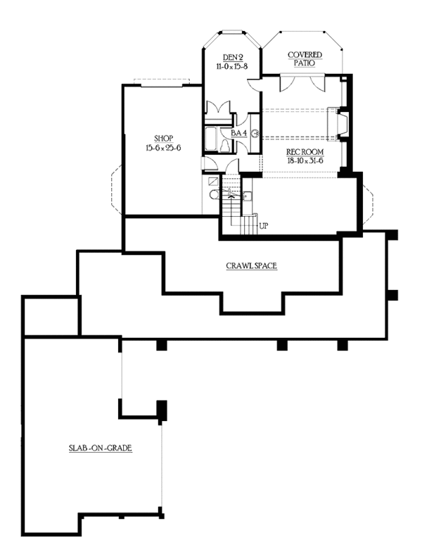 Architectural House Design - Country Floor Plan - Lower Floor Plan #132-516