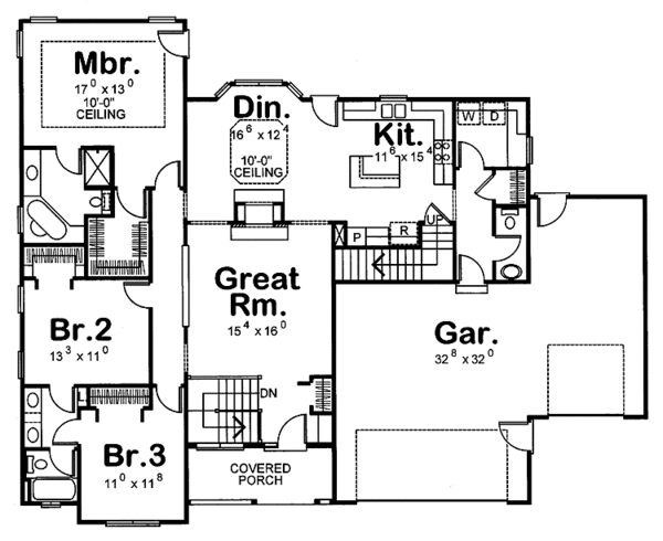 House Plan Design - Country Floor Plan - Main Floor Plan #20-2237