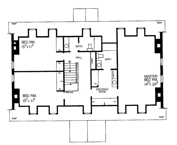 Home Plan - Classical Floor Plan - Upper Floor Plan #72-674